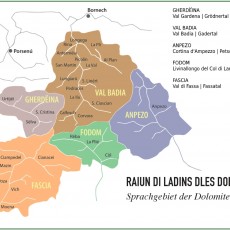 Cartina dell’area linguistica ladina nelle Dolomiti