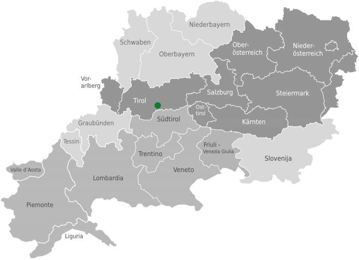 Lage des Bergsteigerdorfs Gschnitztal
